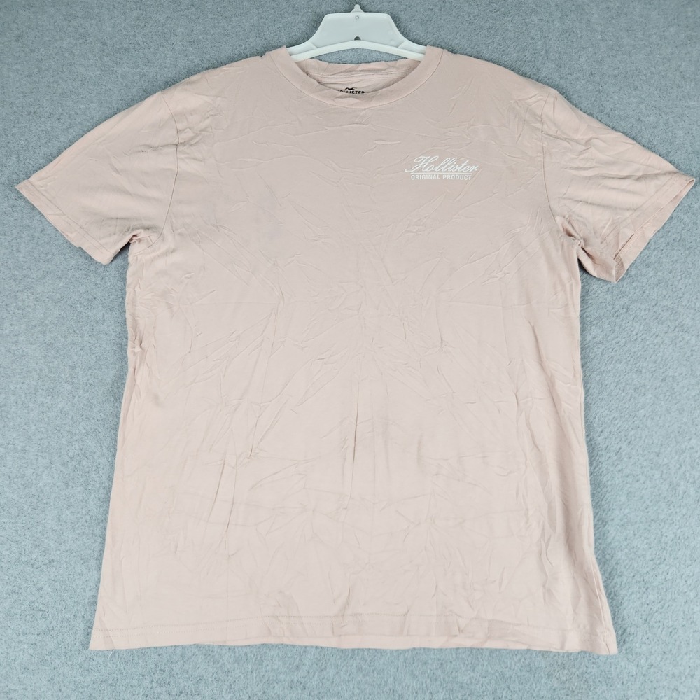 Hollister T-Shirt Mens Large Pink Sailboat Graphic Relaxed Fit Short Sleeve Tee